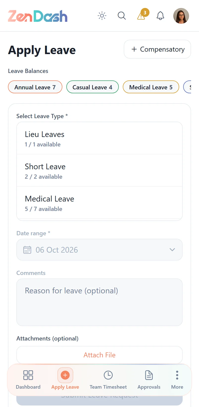 Apply for leave on a phone