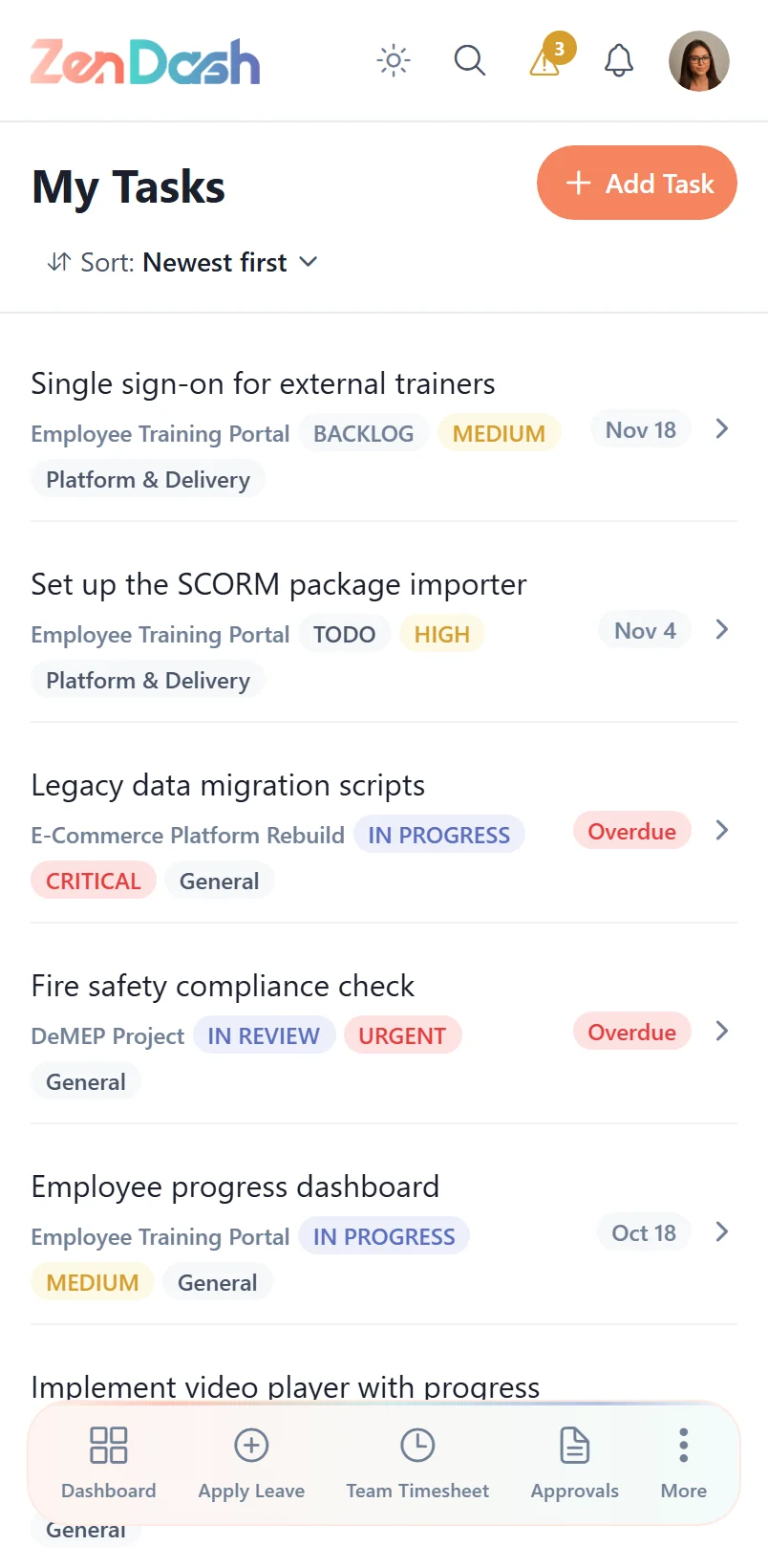 Projects and Tasks on mobile